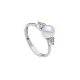 18 Karat Gold - 750 Süsswasserperlen mit Zirkonia Ring - 182040